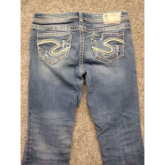 Silver Jeans Women's Size 28/L31 Aiko Baby Boot Cut Denim Jeans White Stitching - Picture 13 of 16